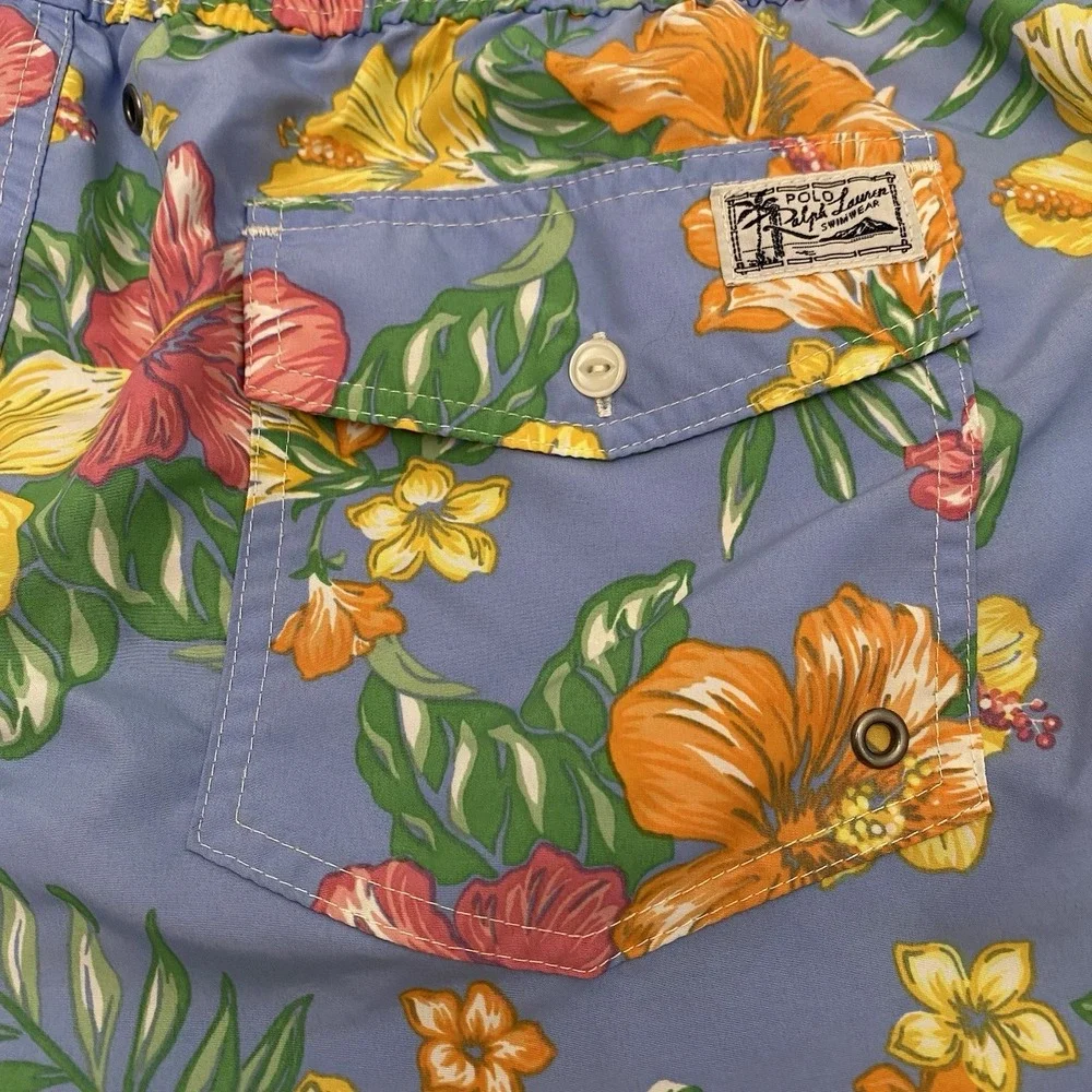 Polo Ralph Lauren Swim Trunks Mens 34 Blue Floral Tropical